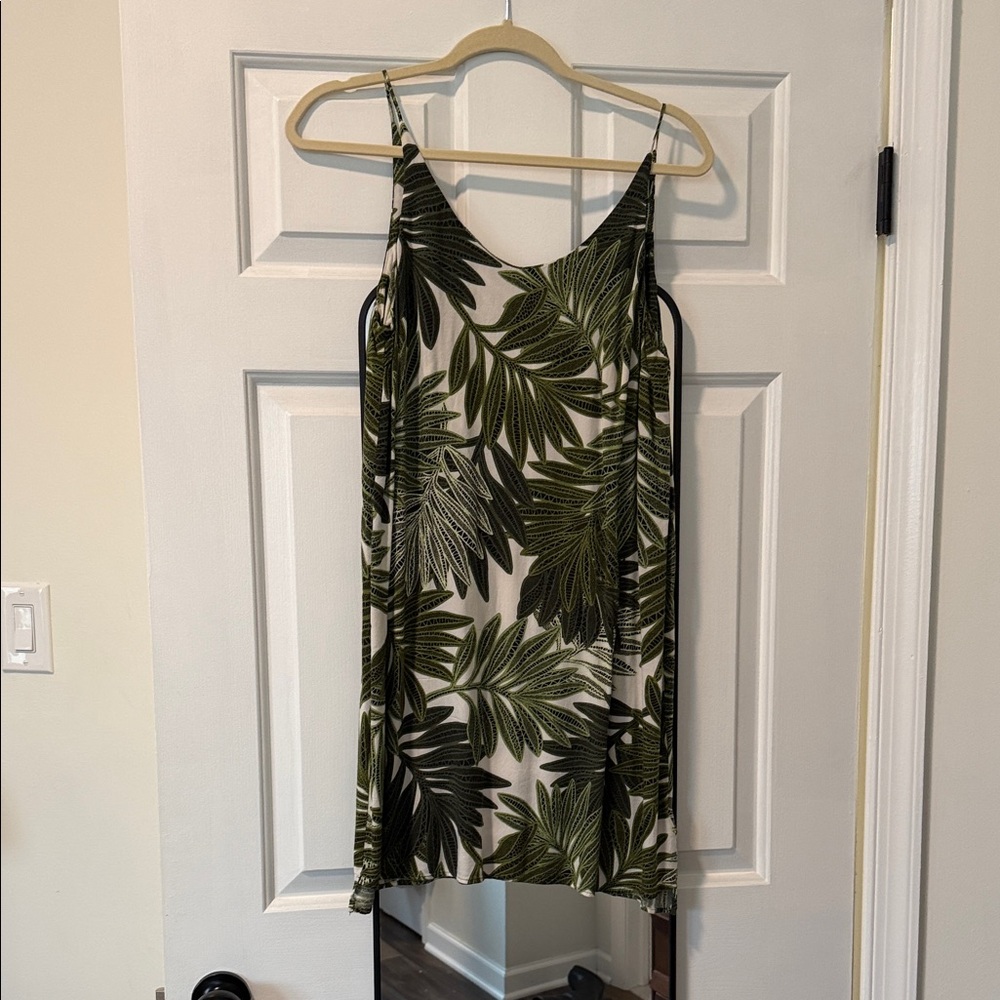 Topshop Green Leaf Print Mini Dress